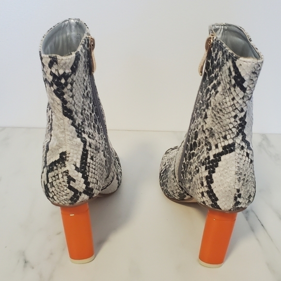 Cape Robbin Athena Snake Print Booties with Orange Heel - Picture 4 of 8